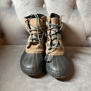 SOREL Big kid Cheyanne‎ II Beige Black Duck Boots Size 1 NEW